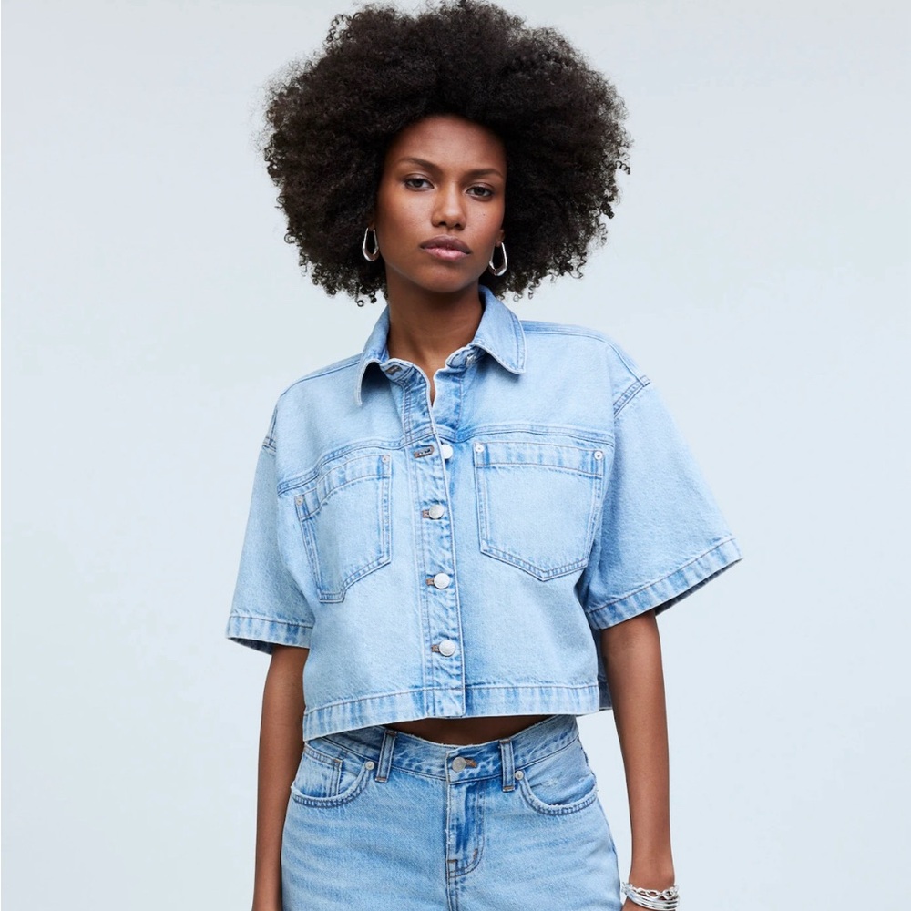 Madewell Denim Short-Sleeve Shirt-Jacket in Ahern Wash